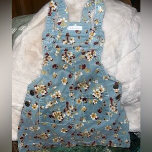 Tahari Blue Floral Corduroy Overall Skirt; Size Girls 24Mon
